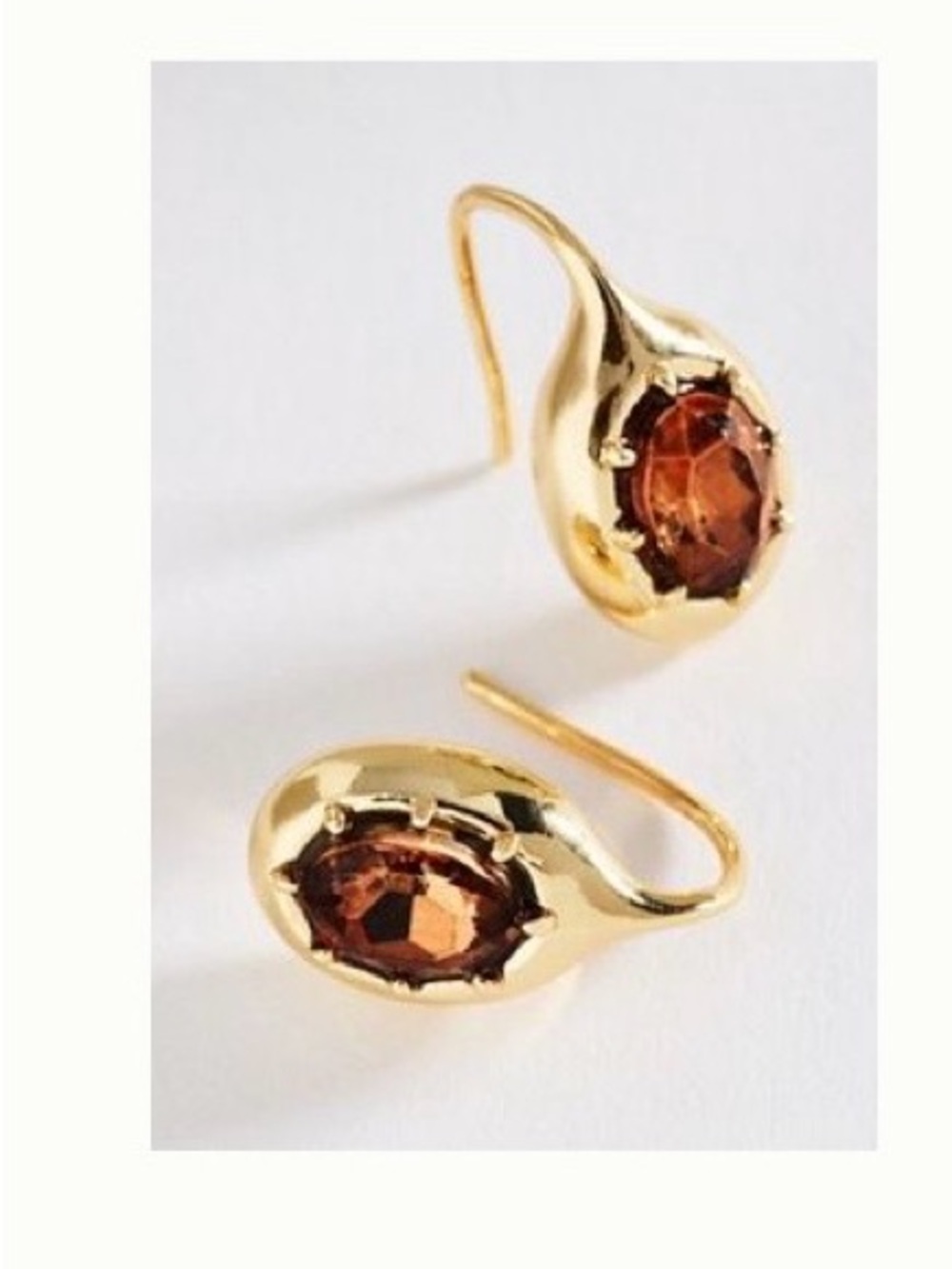 Anthropologie Gold Earrings with Brown Gemstones